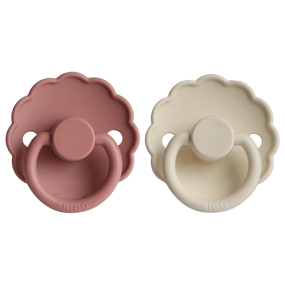 Frigg - Daisy Silicone Pacifier 6-18M 2-Pack S2 - Cream/Powder Blush