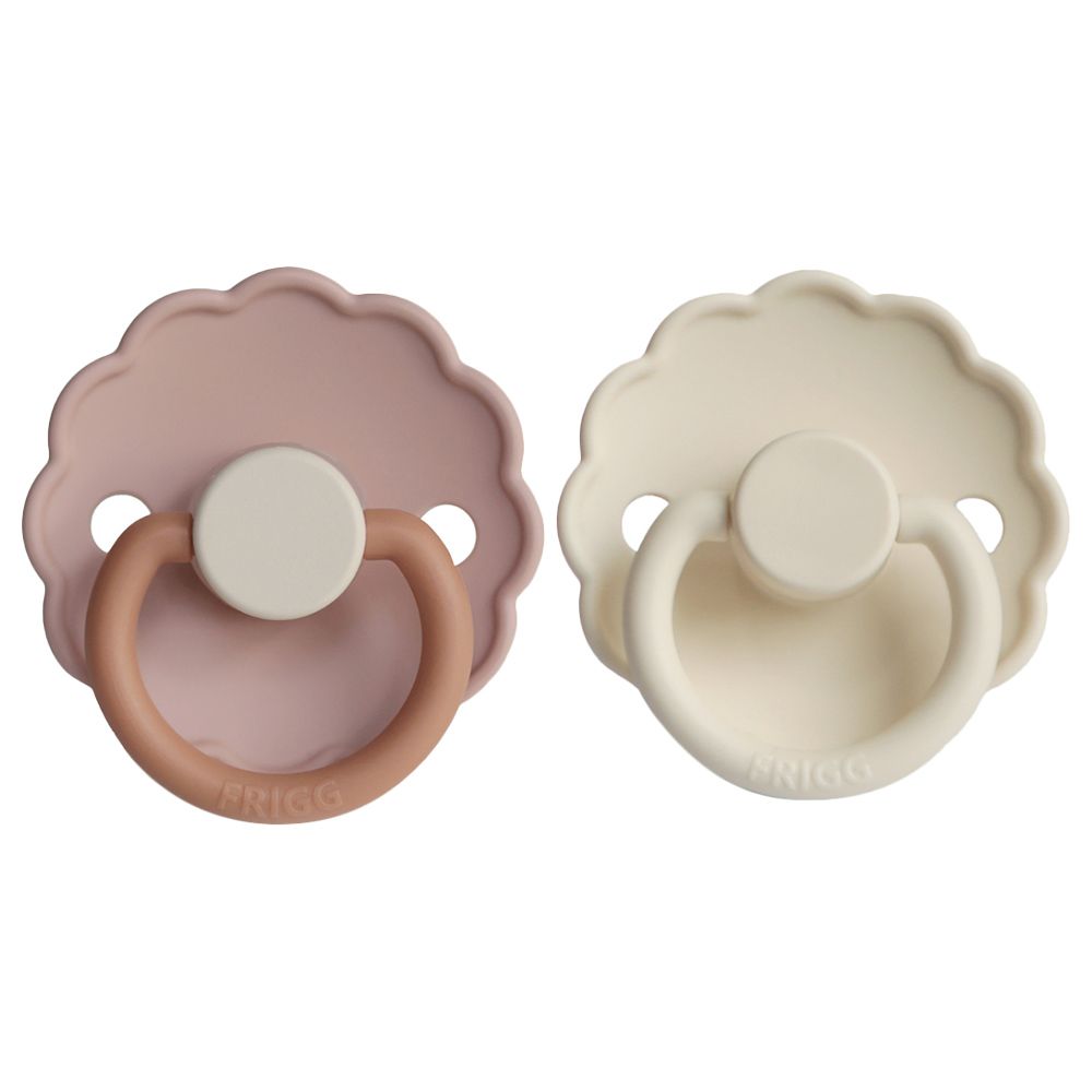 Frigg - Daisy Silicone Pacifier 0-6M 2-Pack S1 - Biscuit/Cream