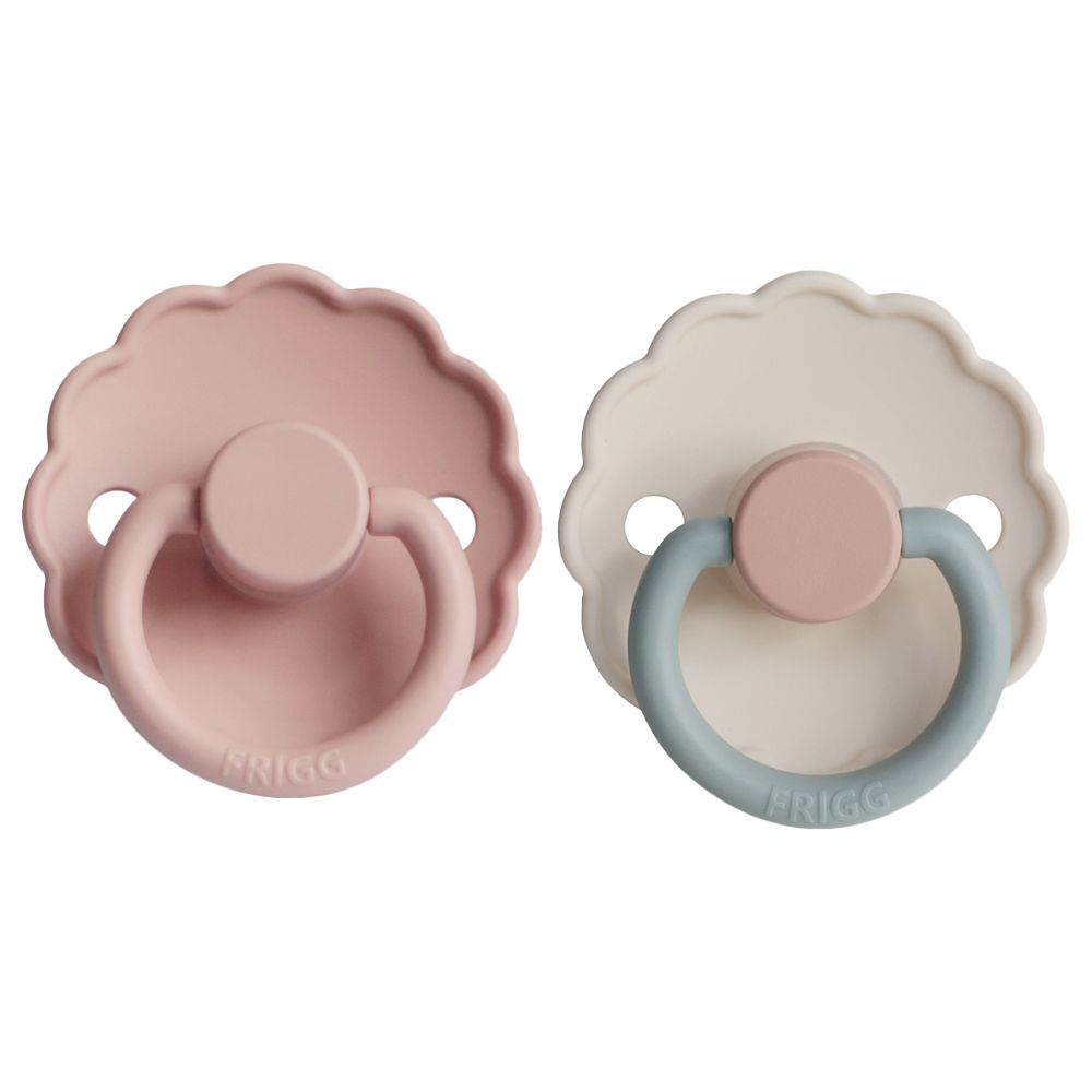 Frigg - Daisy Silicone Pacifier 0-6M 2-Pack S1 - Blush/Cotton candy