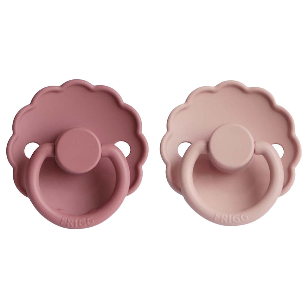 Frigg - Daisy Silicone Pacifier 0-6M 2-Pack S1 - Blush/Cedar