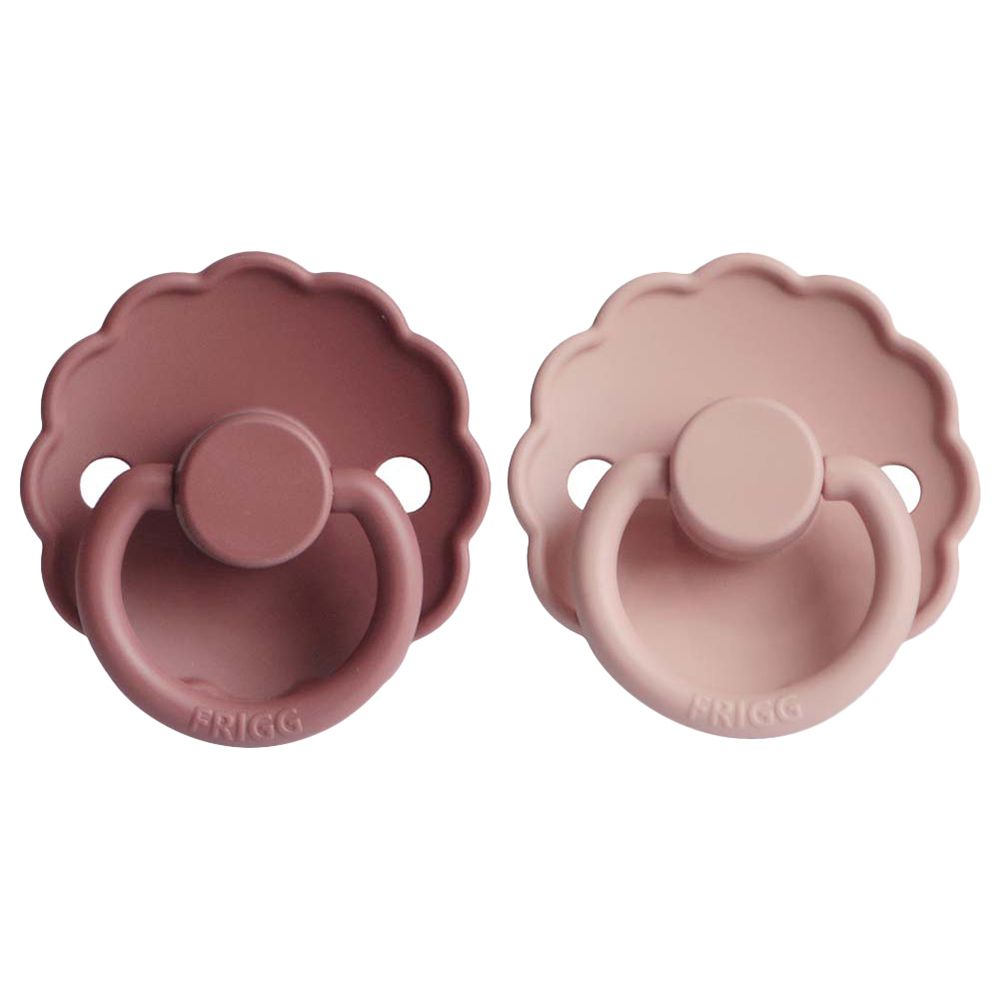 Frigg - Daisy Silicone Pacifier 6-18M 2-Pack S2 - Blush/Woodchuck