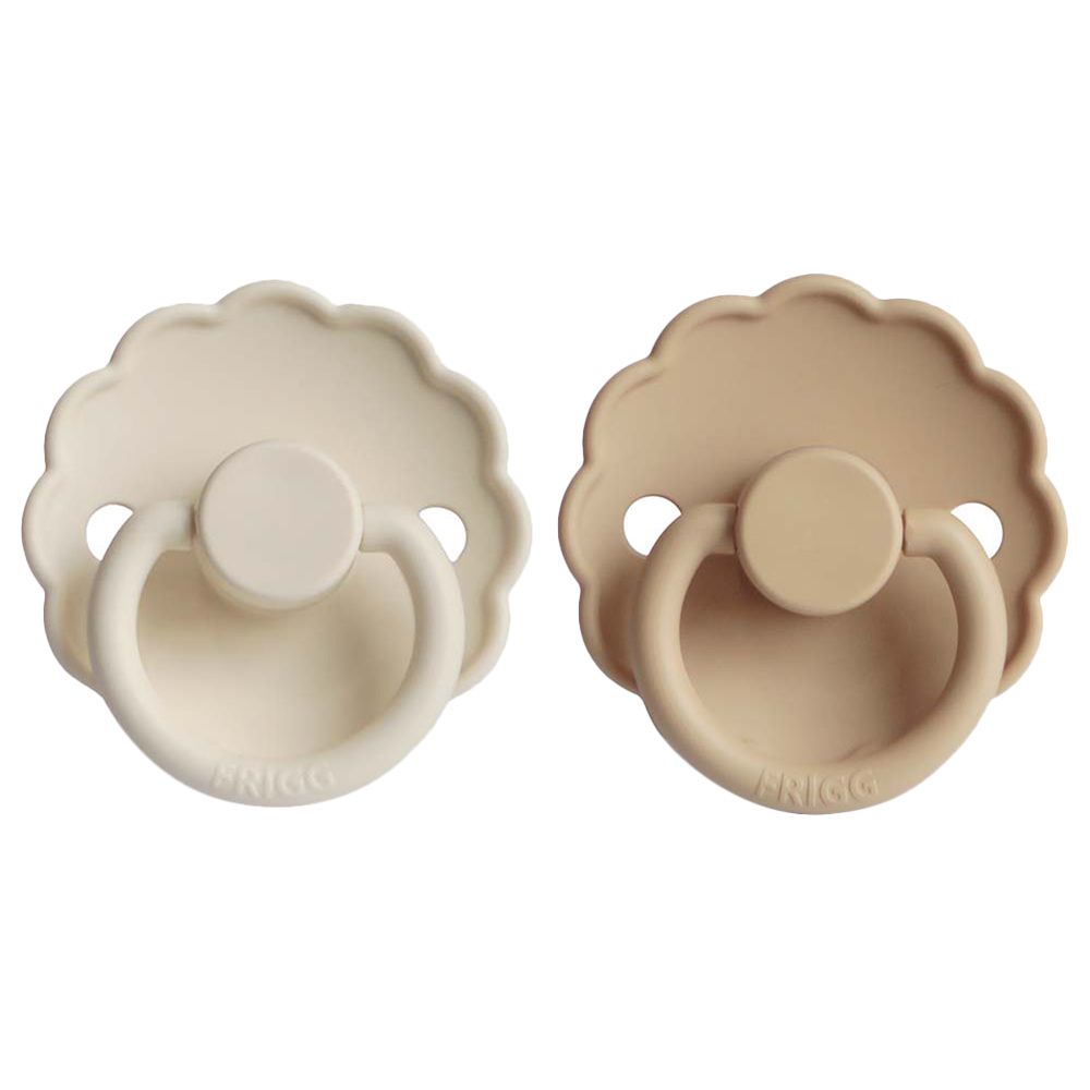 Frigg - Daisy Silicone Pacifier 0-6M 2-Pack S1 - Cream/Croissant