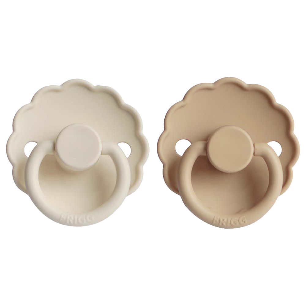 Frigg - Daisy Silicone Pacifier 6-18M 2-Pack S2 - Cream/Croissant