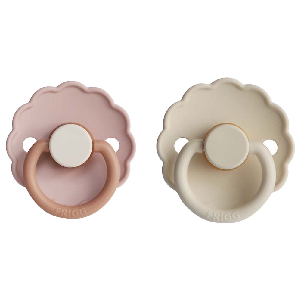 Frigg - Daisy Latex Pacifier 6-18M 2-Pack S2 - Biscuit/Cream