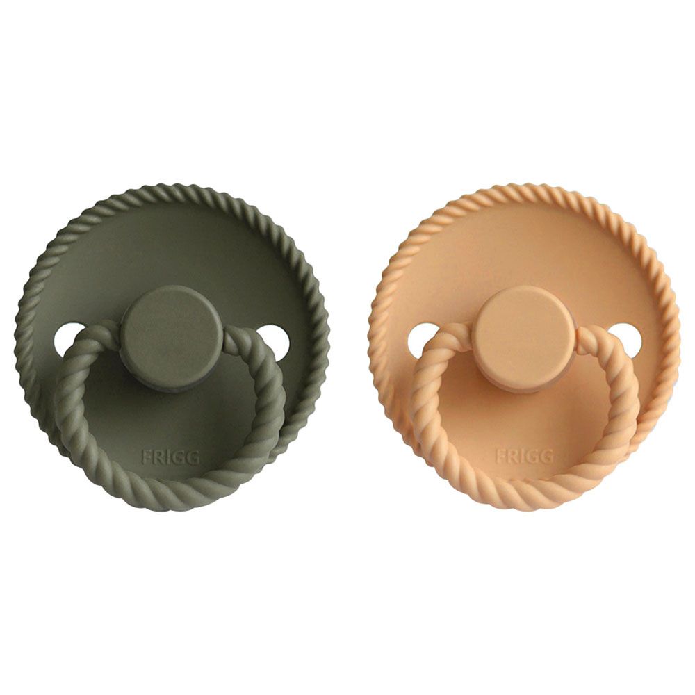 FRIGG - Rope Silicone Pacifier 0-6M 2-Pack S1 - Croissant/Olive