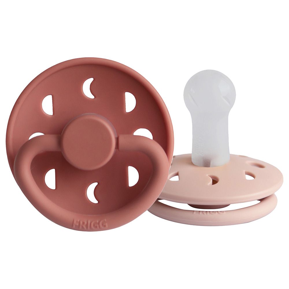 FRIGG - Moon Silicone Pacifier 6-18M 2-Pack S2 - Blush/Powder blush