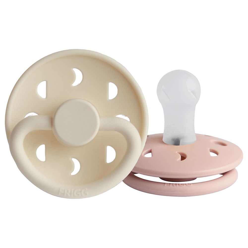 FRIGG - Moon Silicone Pacifier 0-6M 2-Pack S1 - Blush/Cream