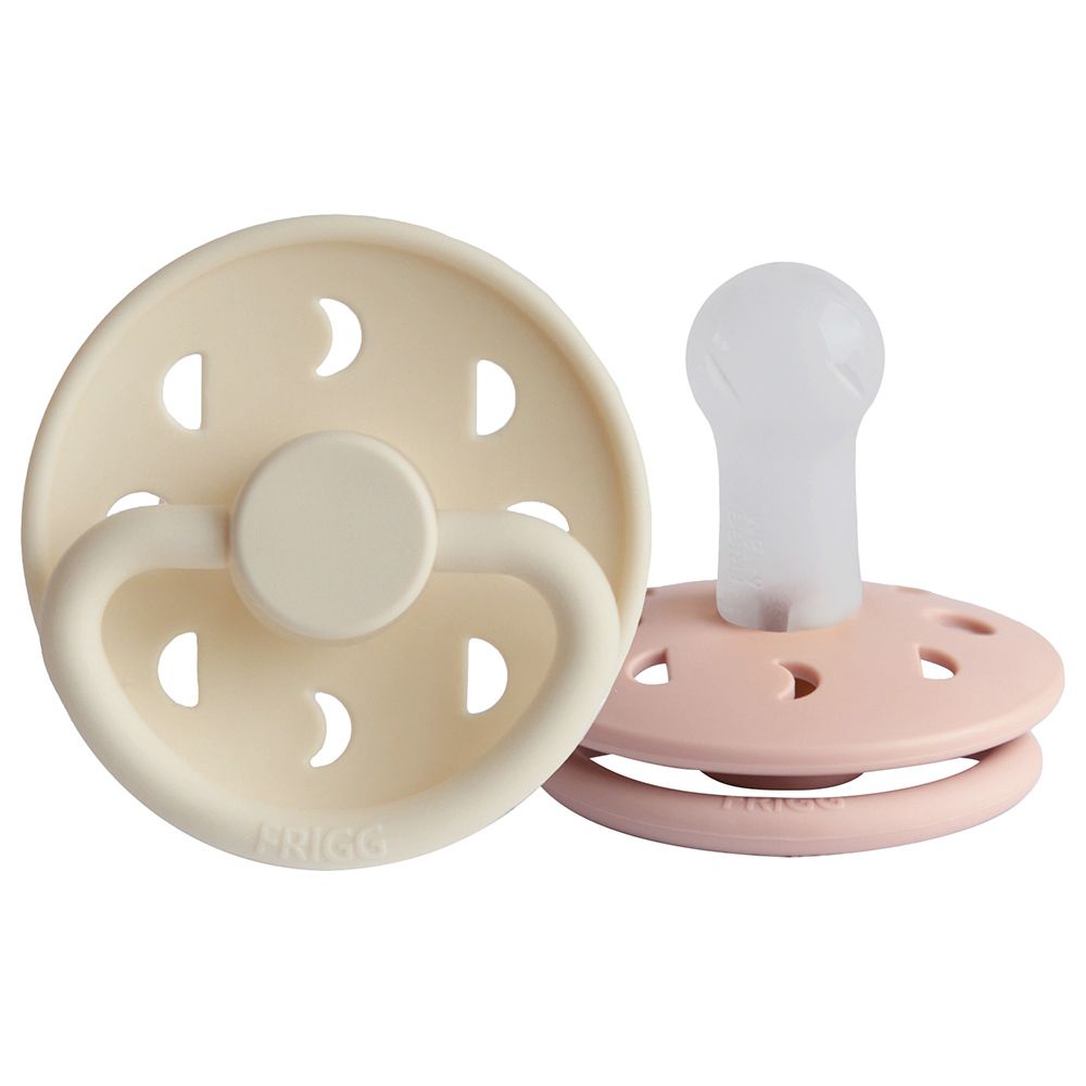 FRIGG - Moon Silicone Pacifier 6-18M 2-Pack S2 - Blush/Cream