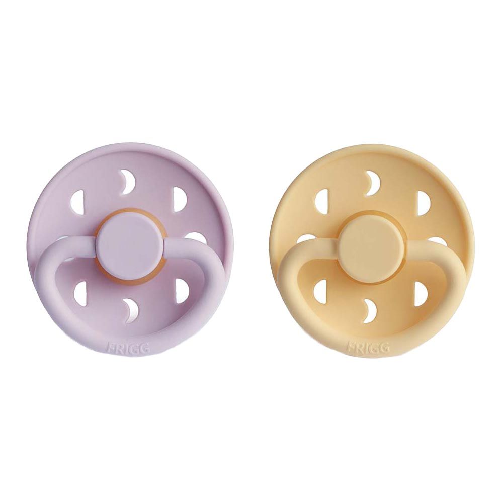 Frigg - Moon Phase Latex Pacifier 0-6M 2-Pack S1 - Pale Daffodil/Soft Lilac