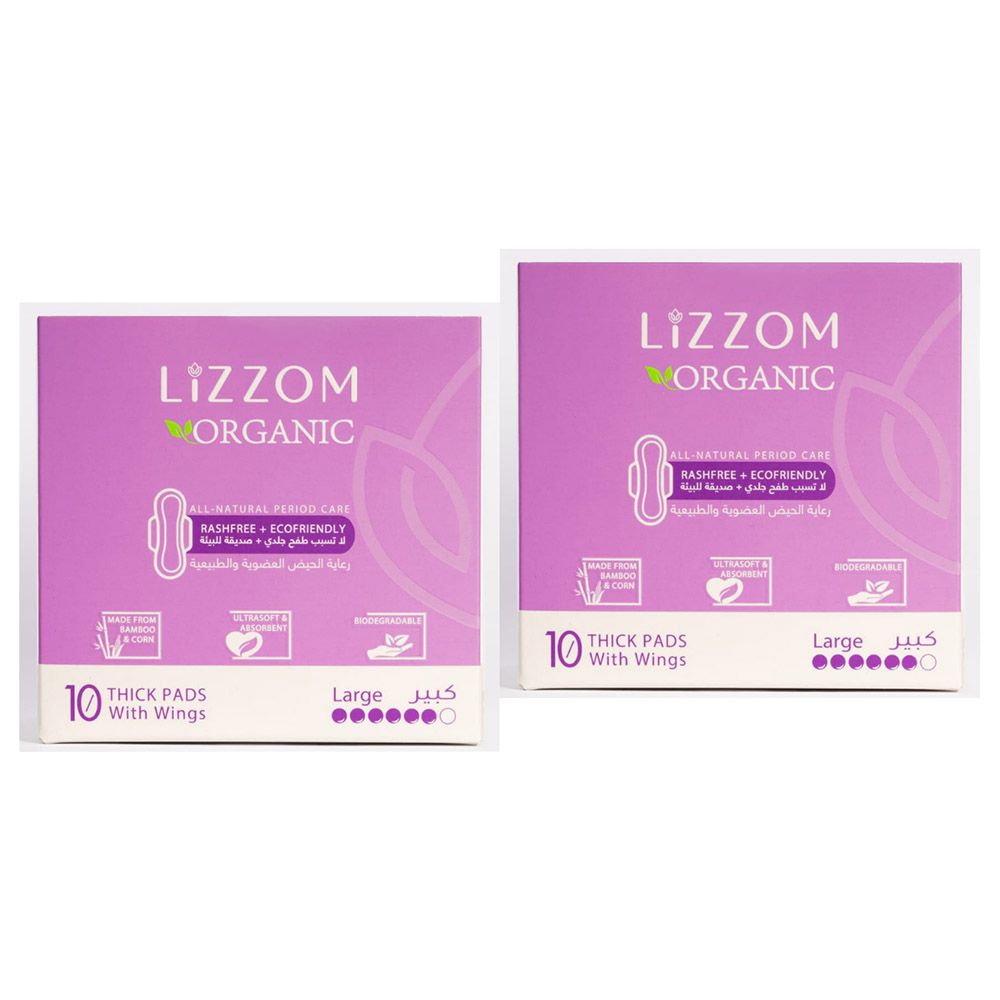 Lizzom - Night Pads Large Size W/ Wings 10/Pack - Pack Of 2