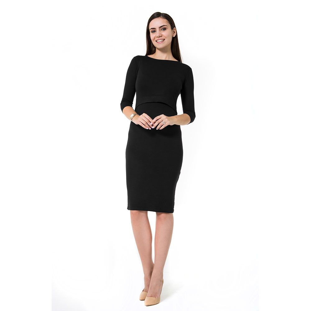 Accouchee - Grace Pregnancy/Nursing Dress - Black