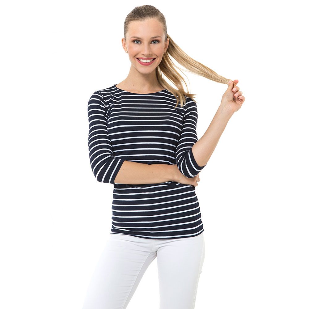 Accouchee Naval Top for Pregnancy/Nursing - Navy Blue White