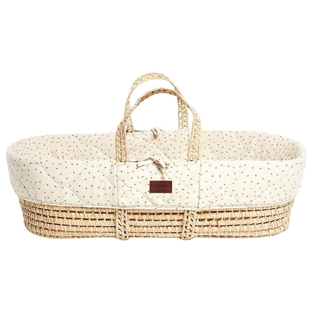 The Little Green Sheep - Moses Basket & Mattress, Linen Rice