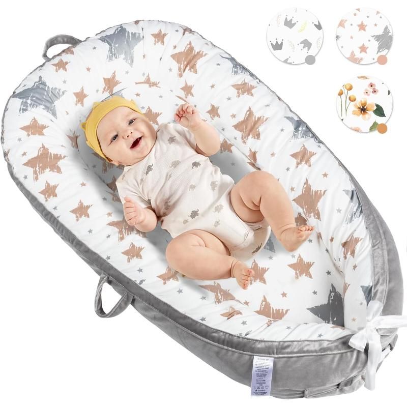 Little Story - Soft Breathable Newborn Lounger Bed - Galaxy Grey