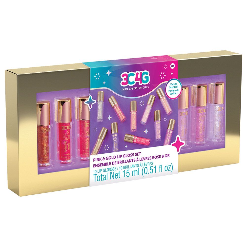 3C4G - Pink & Gold 10Pk Lip Gloss-Makeup