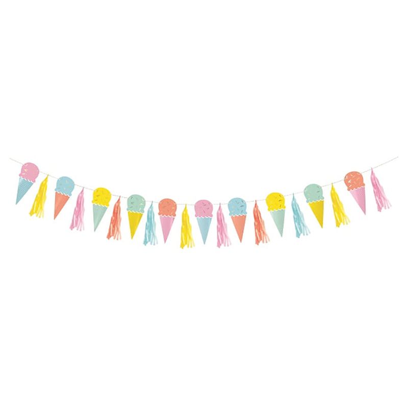 Unique - Ice Cream Garland With Tassels - Pastel