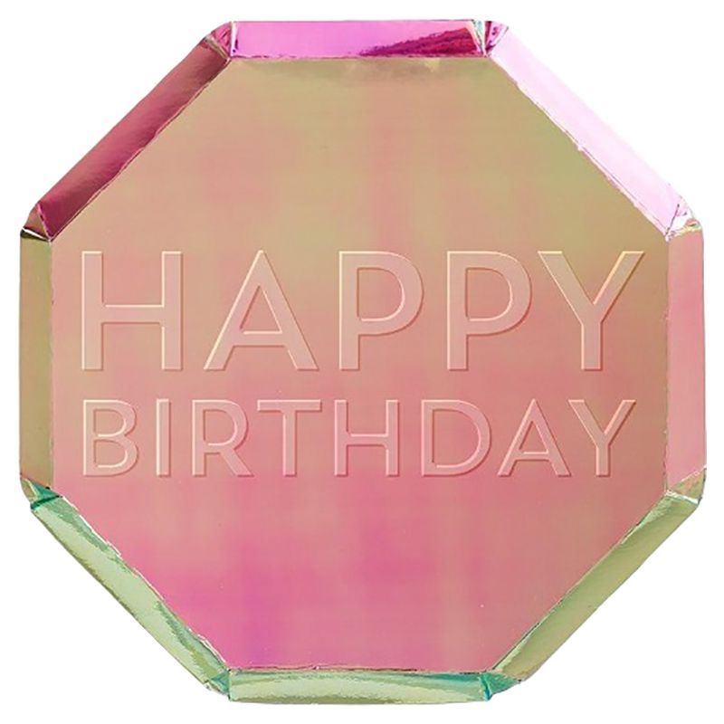 Meri Meri - Birthday Oil Slick Side Plates - Pink