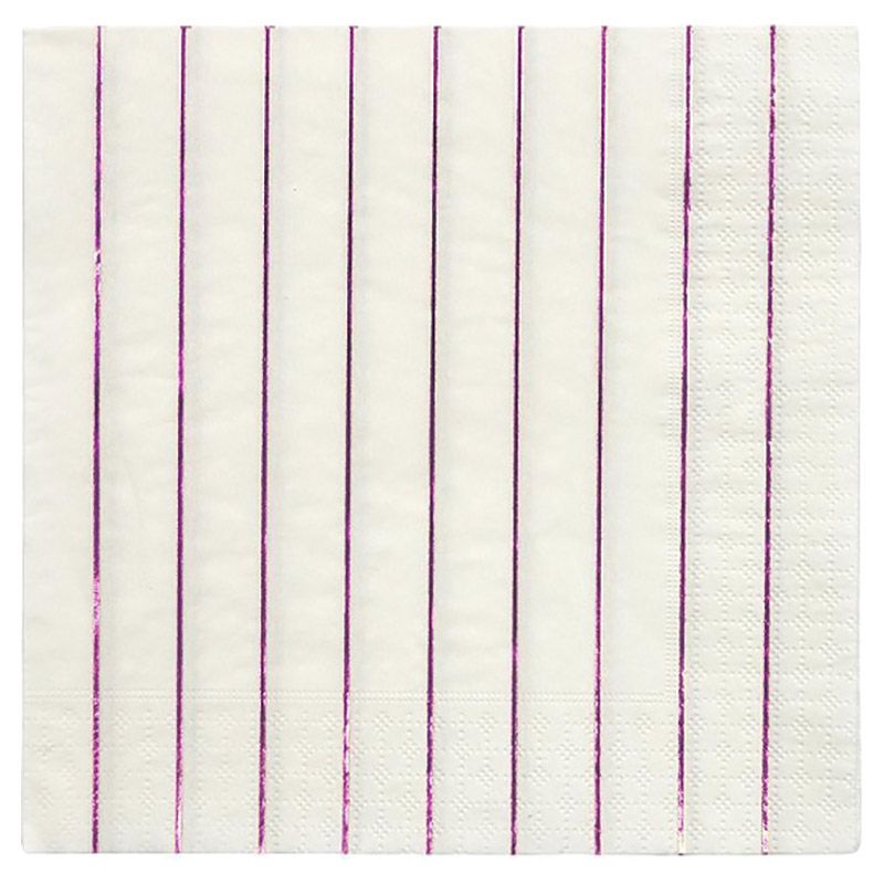 Meri Meri - Metallic Pink Striped Large Napkins 16pcs