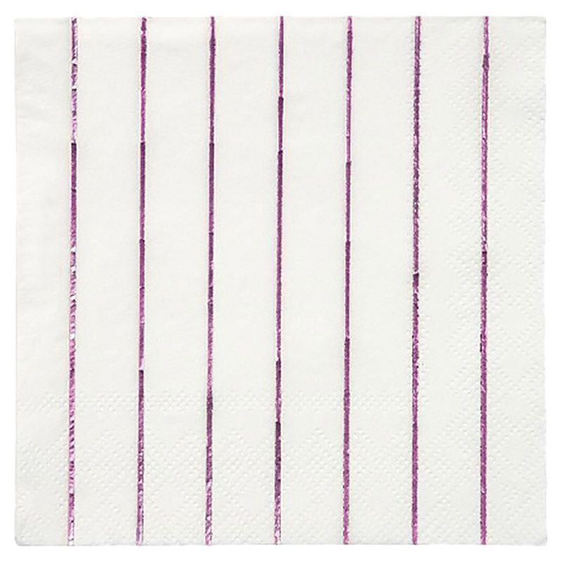 Meri Meri - Metallic Pink Striped Small Napkins 16pcs