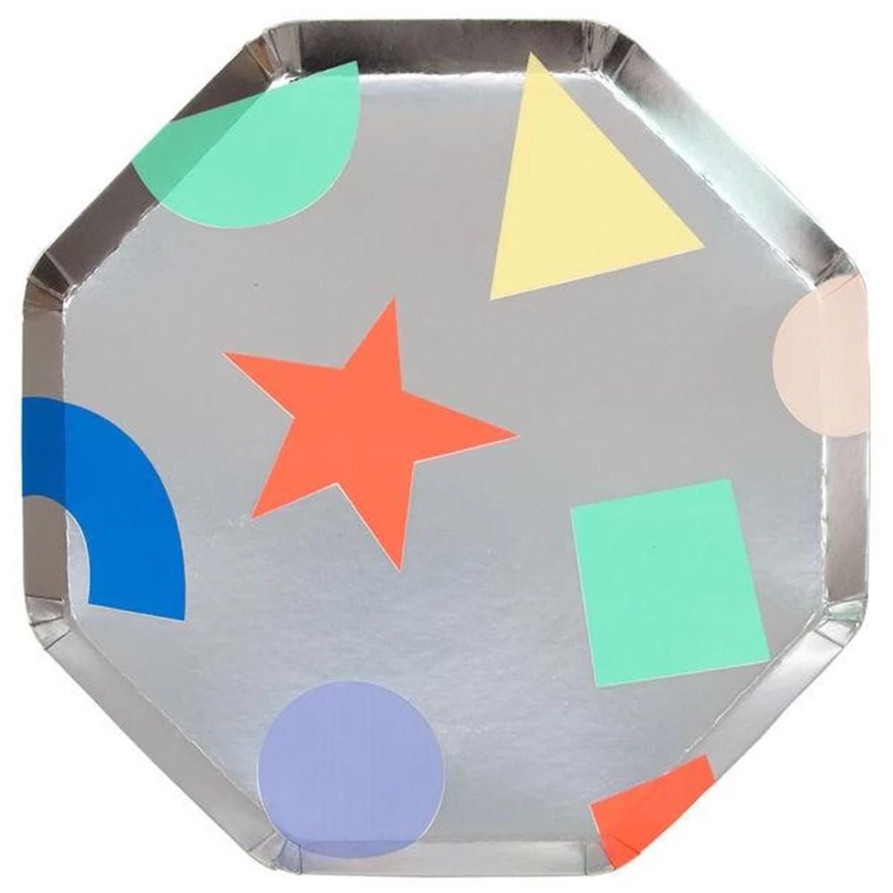 Meri Meri Geometric Drink Plates Silver