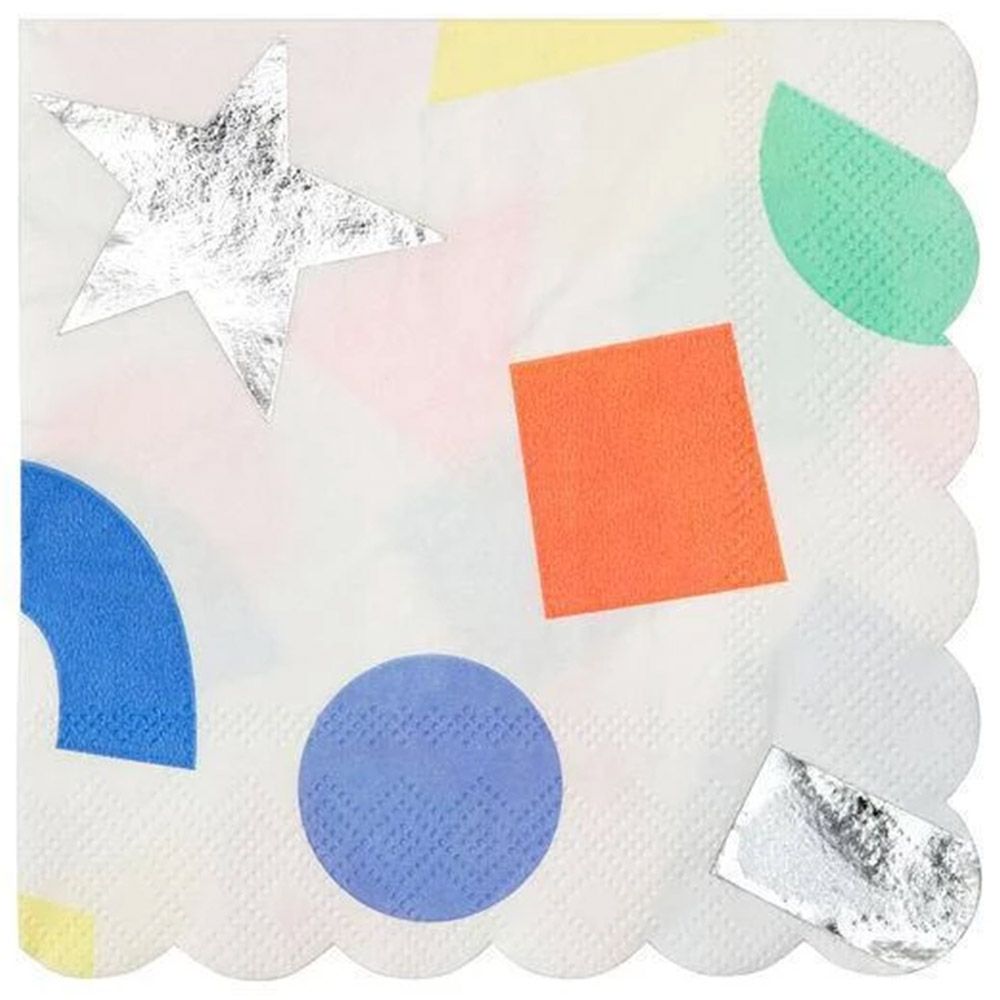 Meri Meri Geometric Small Napkins Silver