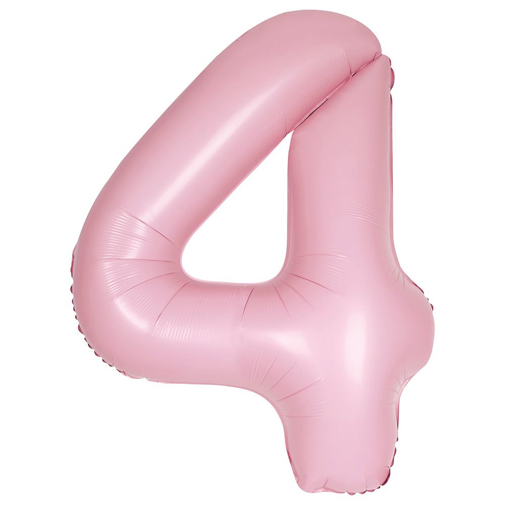 Unique - 34-inch Number "4" Foil Balloon - Matte Pink