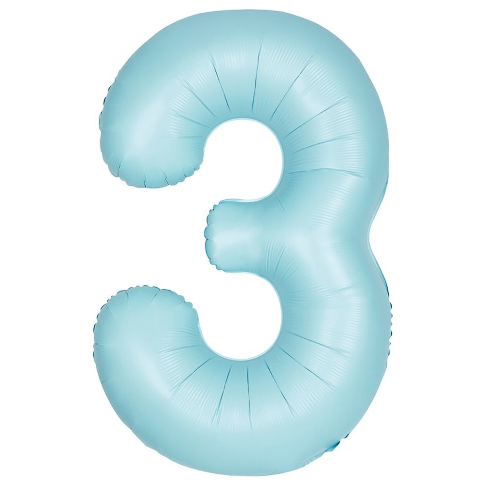 Unique - 34-inch Number "3" Foil Balloon - Matte Blue