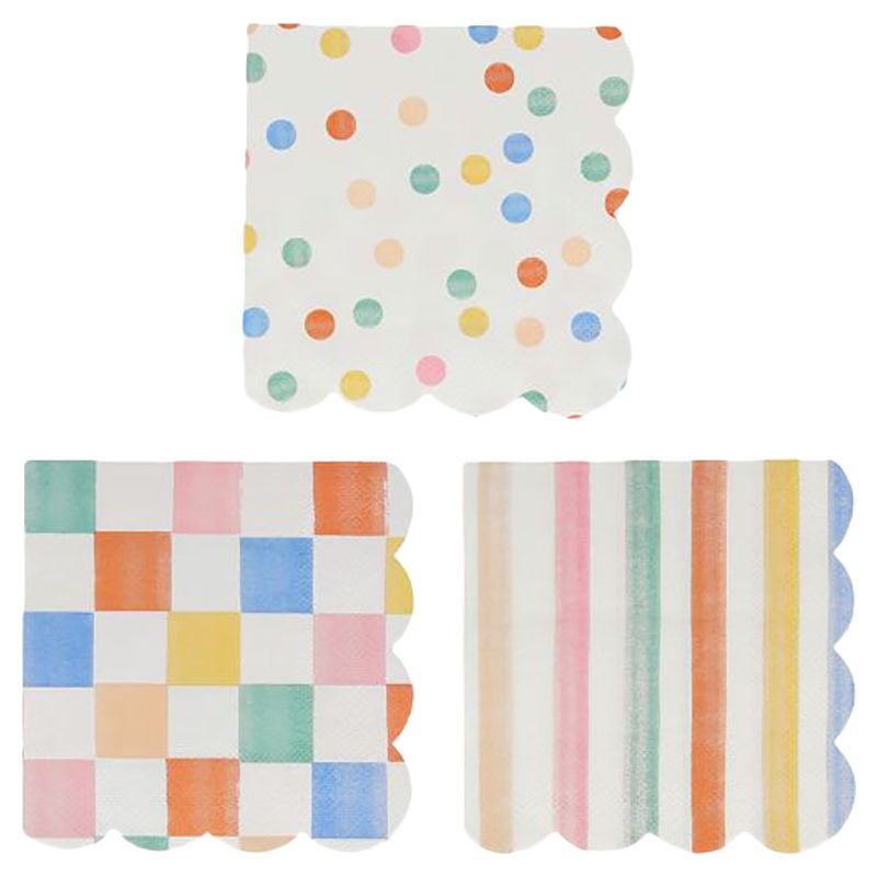 Meri Meri - Colourful Pattern Napkins - 16pcs - Small