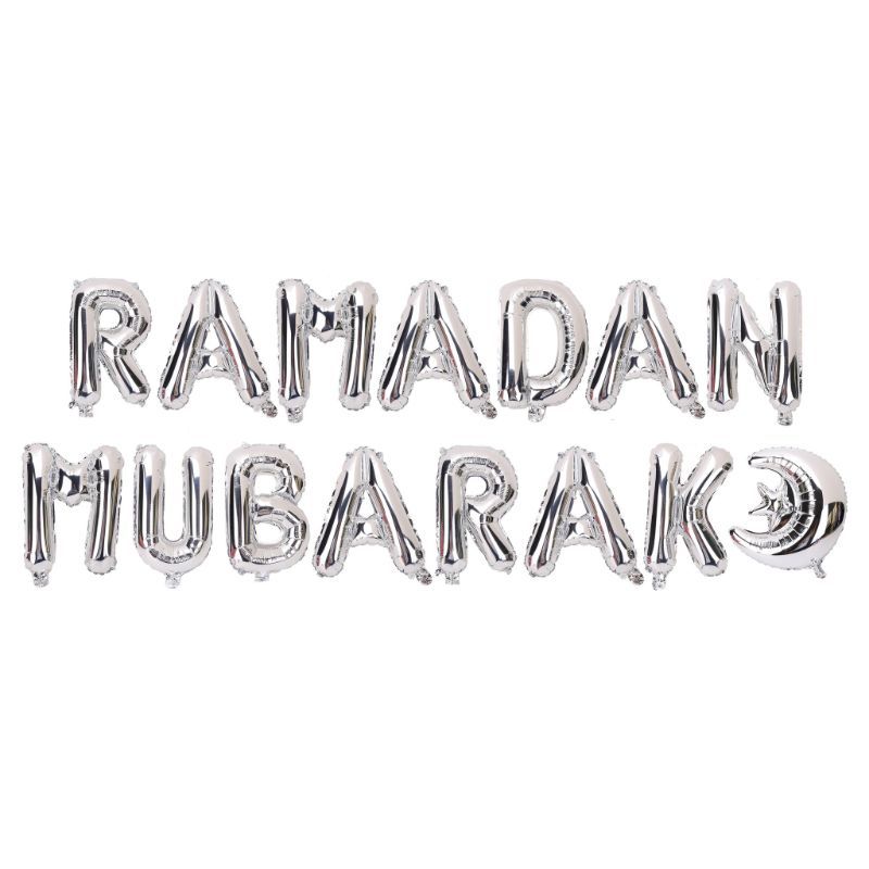 حفلة عيد بالونات فويل Ramadan Mubarak فضي