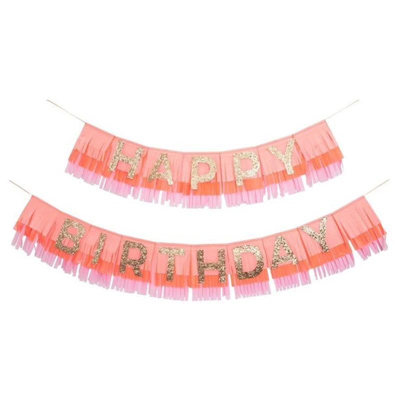 Meri Meri - Pink Happy Birthday Fringe Garland