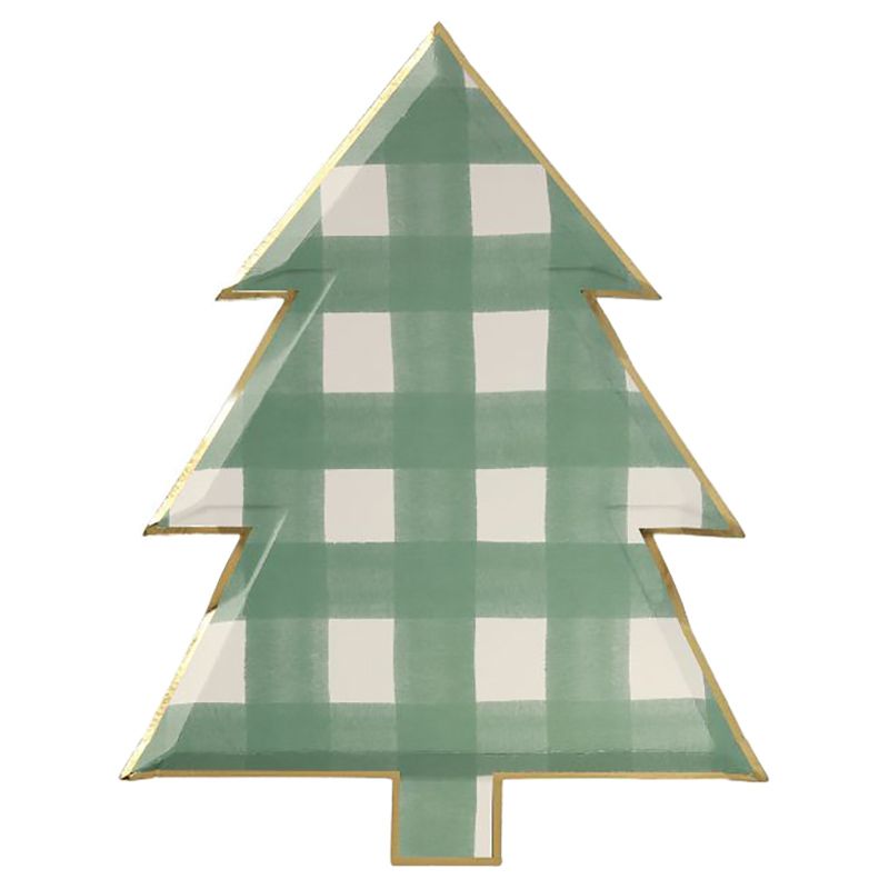 Meri Meri - Gingham Tree Plates - Green - 8pcs