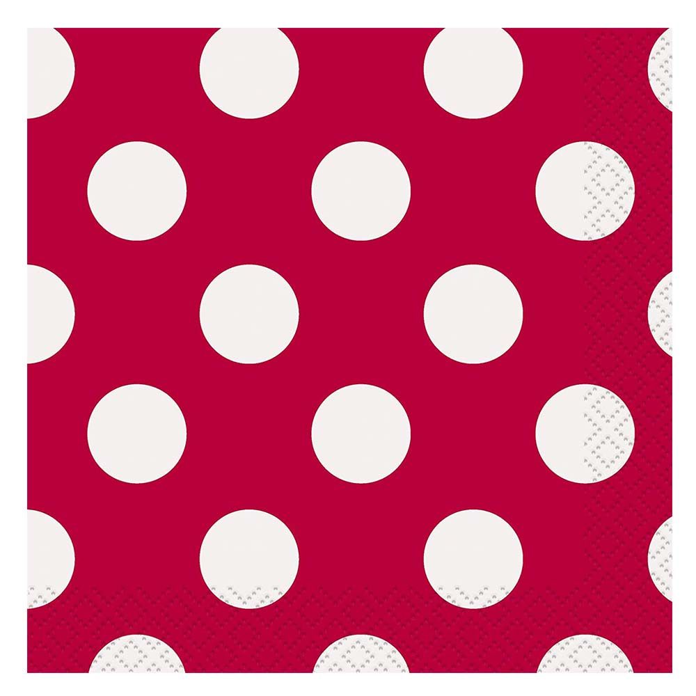 Unique - Ruby Red Dot Napkins Pack of 16