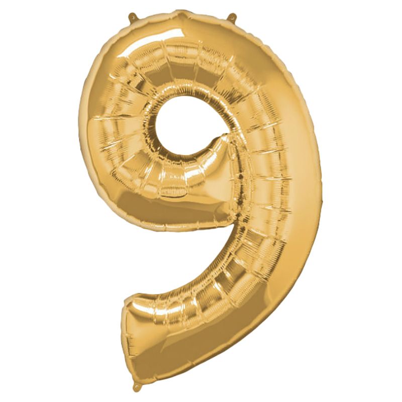 Qualatex - Number 9 Balloon - 34 Inch - Gold