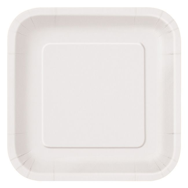 Unique - Square Plates 9" Pack of 14 - Bright White