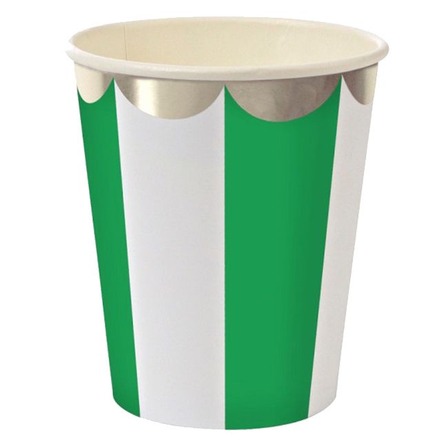 Meri Meri - Striped Cups Pack of 8 - Green