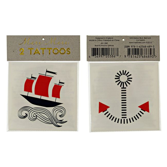 Meri Meri - Boat & Anchor Tattoos 2pcs - Red & Black