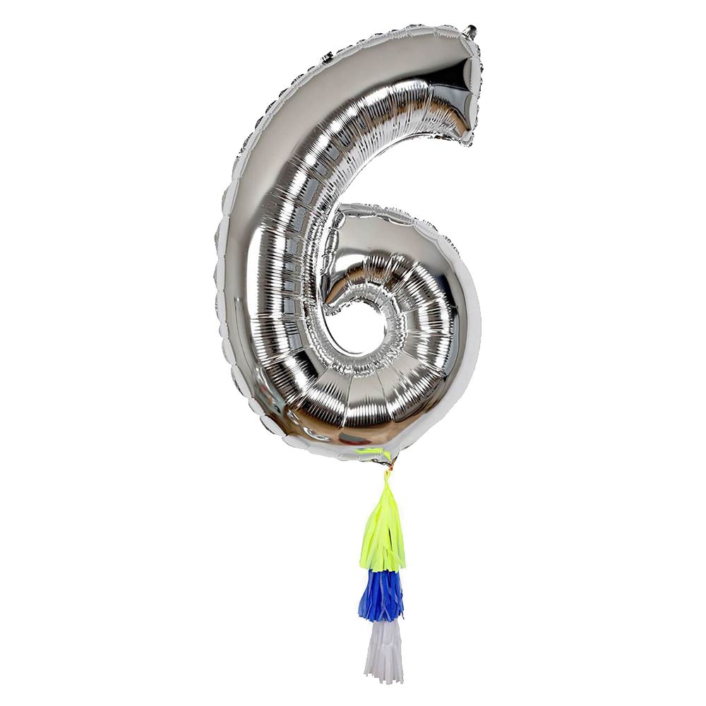 Meri Meri - Fancy Number 6 Balloon 40" - Sliver