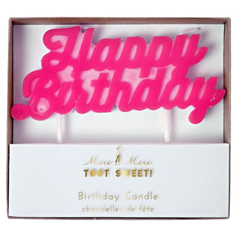 Meri Meri - Pink Happy Birthday Candle