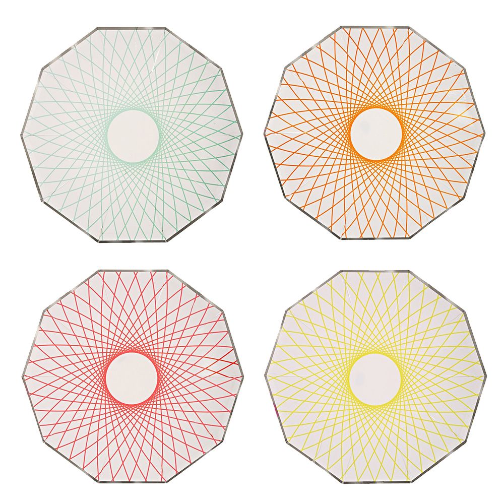 Meri Meri - Toot Sweet Neon Spiro Plate Small Pack Of 8