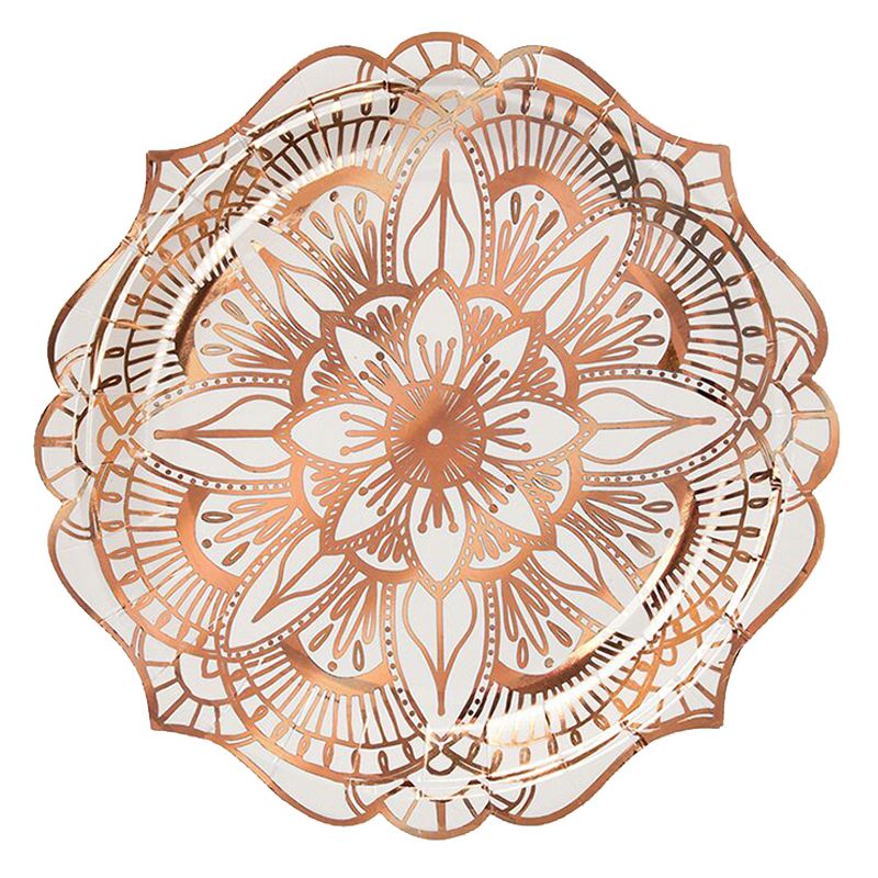 Meri Meri - Mandala Pattern Plates Large 8pcs - Rose Gold