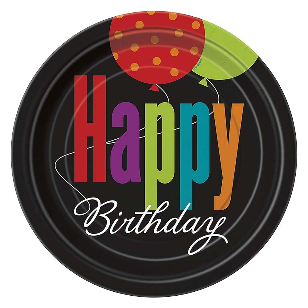 Unique - Birthday Cheer Plates 9" Pack of 8