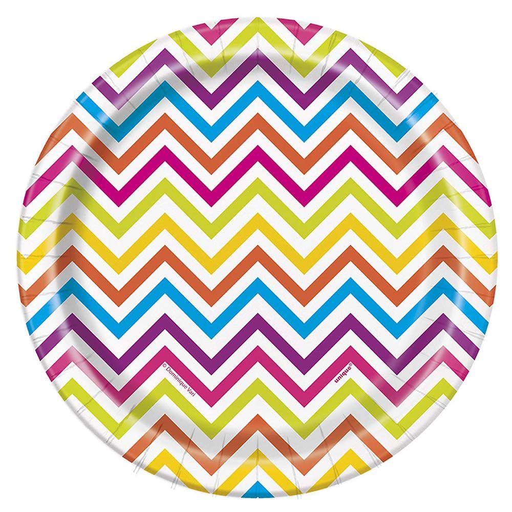 Unique - Rainbow Chevron Plates 7" Pack of 8