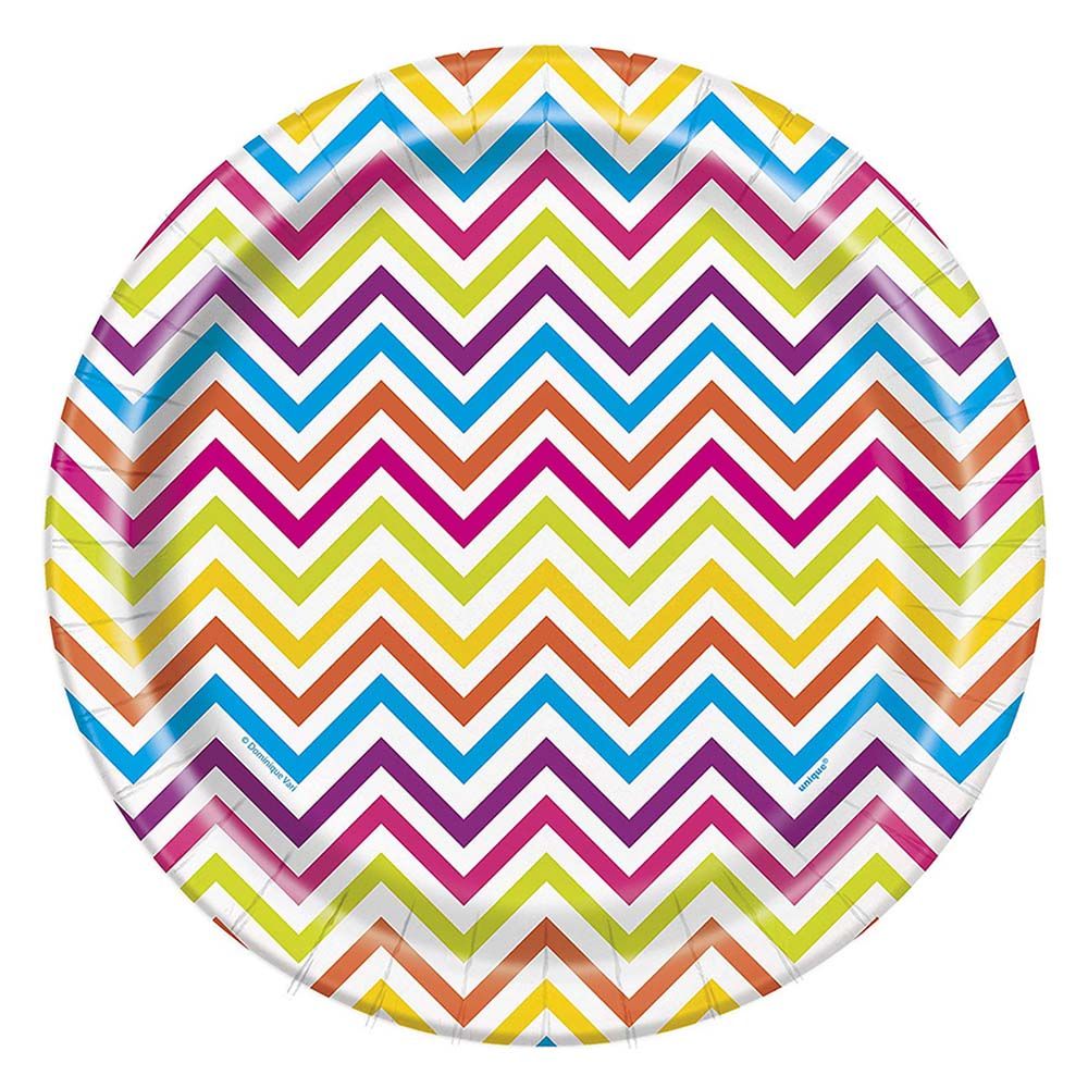 Unique - Rainbow Chevron Plates 9" Pack of 8