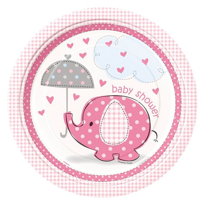 Unique - Umbrellaphants Plates 9" - Pink