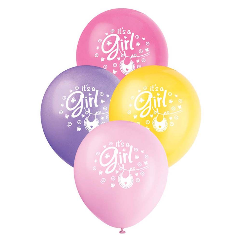 Unique - Pink Clothesline Baby Shower Balloons Pack of 12