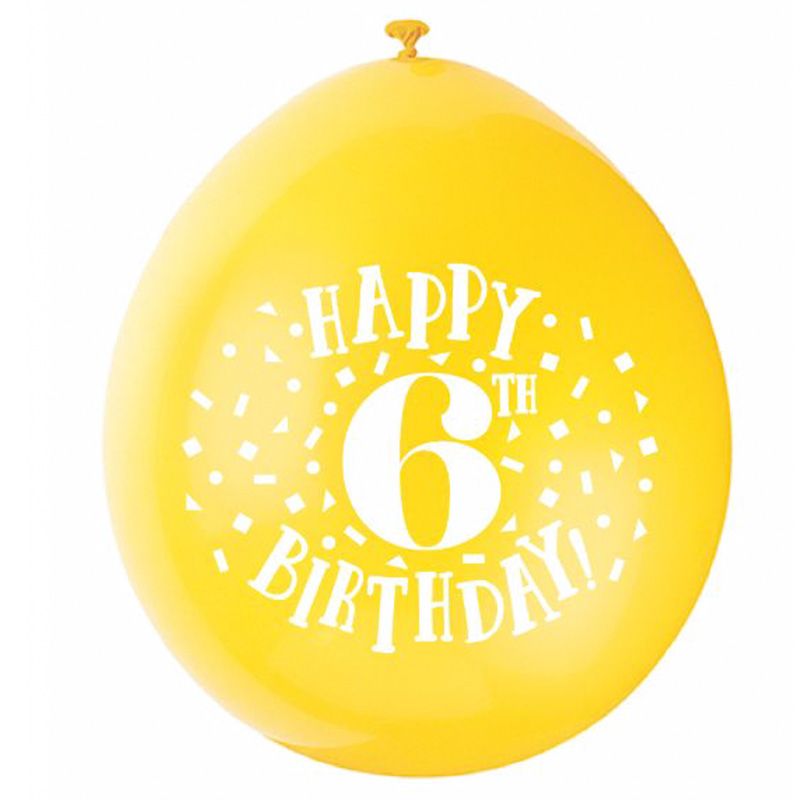 Unique - 9" Happy 6th Birthday Balloons