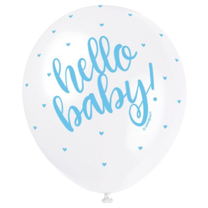 Unique - Hello Baby Blue Balloons, 5pc