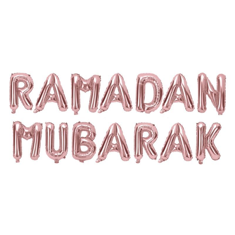 حفلة عيد بالونات فويل Ramadan Mubarak ذهبي وردي