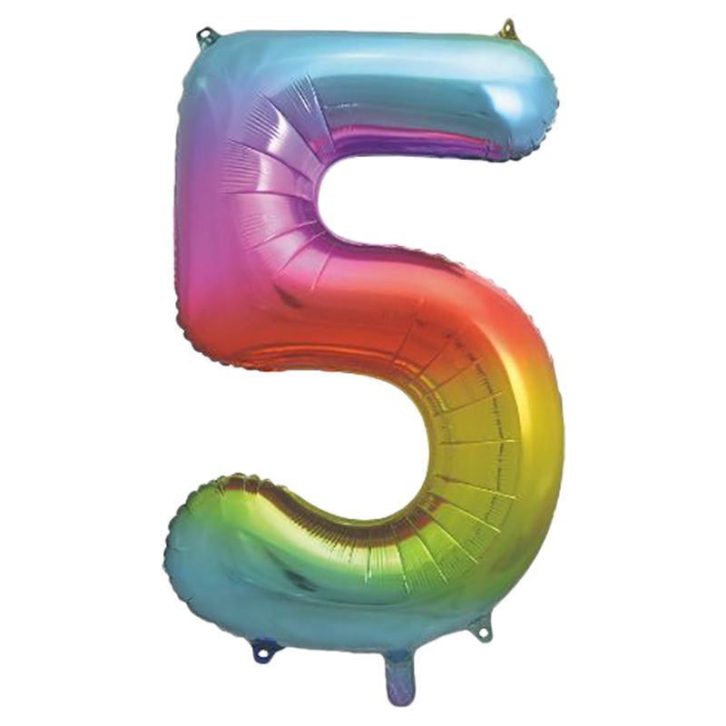 Unique - Giant Rainbow Number 5 Foil Balloon 34