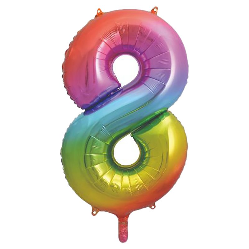 Unique - Giant Rainbow Number 8 Foil Balloon 34